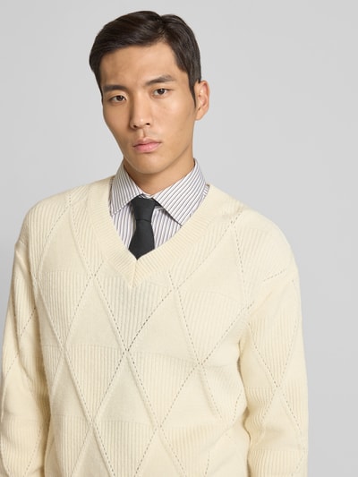 MAISON KITSUNÉ Wollpullover aus reiner Wolle Offwhite 3