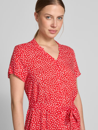 VILA Knielange jurk van viscose met strikceintuur Rood - 3