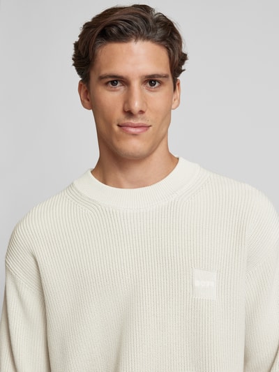 BOSS Orange Strickpullover mit Label-Detail Modell 'Acircolo' Offwhite 3