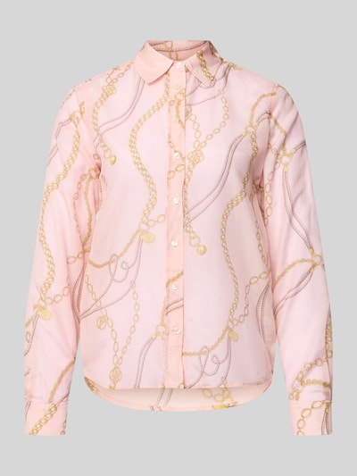 Productfoto, Bluse mit Seide-Anteil und Kentkragen van Gant, zachtroze met gouden kettingprint, katoenmix, regular fit, knoopsluiting, sportmanchetten, afgeronde zoom, ruglengte 68 cm, mouwlengte 61 cm.