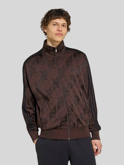 adidas Originals Relaxed Fit Sweatjacke mit Allover-Logo-Print Modell 'FIREBIRD' Dunkelbraun 4