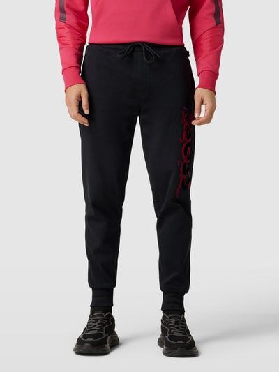 BOSS Sweatpants met motiefstitching, model 'Lamont' Zwart - 4