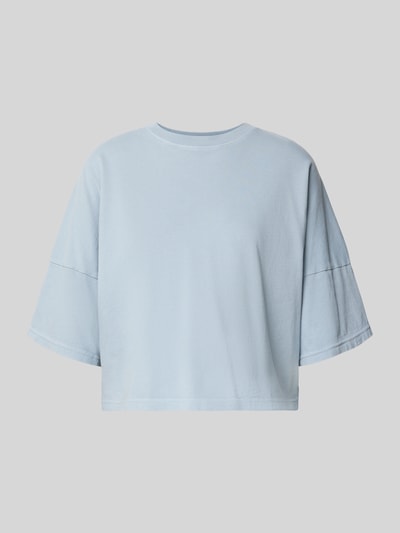 Productfoto, lichtblauw boxy fit T-shirt van puur katoen, model 'KUSIA' van Drykorn, ronde hals, verlaagde schouders, ruglengte 50 cm