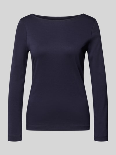 Produktfoto, Longsleeve mit Rundhalsausschnitt von Christian Berg Woman aus reiner Baumwolle in Dunkelblau, glatte Textur, Slim Fit