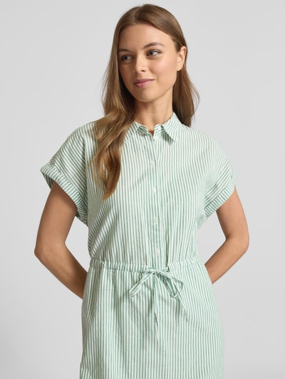 Tom Tailor Denim Tailliertes Mini-Blusenkleid mit Streifenmuster Gruen 3