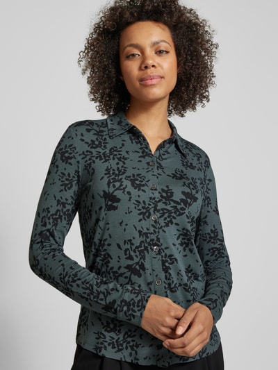 Marc O'Polo Regular Fit Jersey-Bluse aus hochwertigem Viskose-Mix mit Print-Muster Smaragd 3