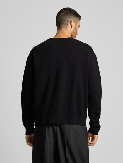 HUGO Strickpullover mit gerippten Abschlüssen Black 5