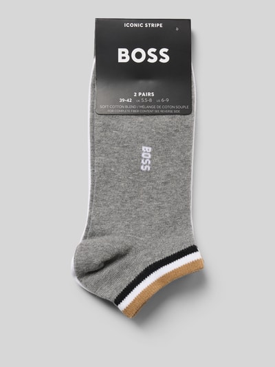 Produktfoto, Sneaker-Socken im 2er-Pack aus Baumwoll-Mix von BOSS, Optik: Unifarben, Kontraststreifen, Bundabschluss: Elastisch, Gerippt, Material: Baumwoll-Mix
