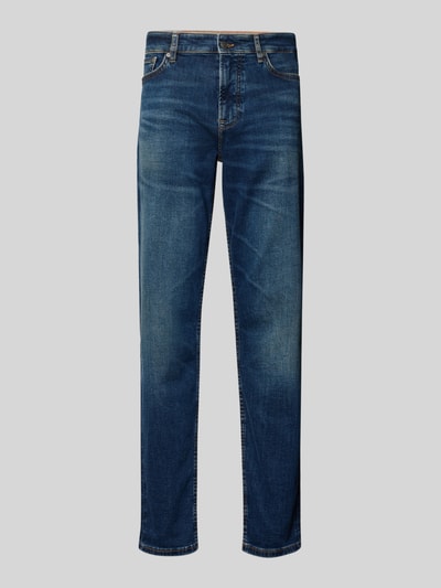 Produktfoto, Regular Fit Jeans aus Baumwoll-Mix Modell 'RE.MAINE BO' von BOSS Orange in blauer Denim-Optik mit 5-Pocket-Design und Label-Patch