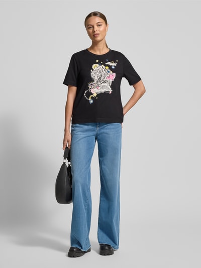 Marc Cain Wide Fit Jeans mit Fransen und Eingrifftaschen Hellblau Melange 1