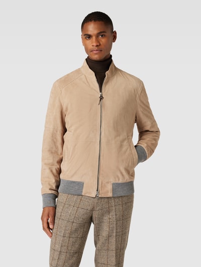 Windsor Leren jack met opstaande kraag, model 'Borello3' Beige - 4