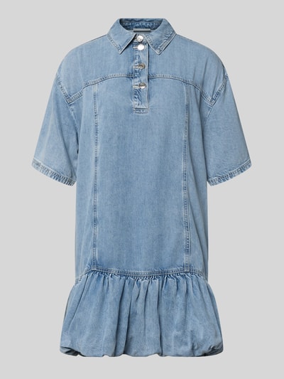 Produktfoto, Regular Fit Minikleid aus Lyocell-Mix Modell 'Sea' von Gestuz, Damen Minikleid mit Denim-Optik, Halbarm, Umlegekragen, Knopfleiste, Falten-Optik