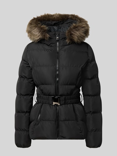 Produktfoto, płaszcz z efektem pikowania Model 'FUJI' od Superdry, taliowany krój, obszycie sztucznym futrem, pasek, długość tyłu w rozmiarze S: 66 cm, szerokość ramion w rozmiarze S: 44 cm, szerokość w klatce piersiowej w rozmiarze S: 47 cm, długość rękawów w rozmiarze S: 65 cm
