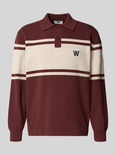 Wood Wood Poloshirt met labelstitching, model 'Curt' Bordeaux - 2