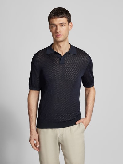 Emporio Armani Slim Fit Poloshirt mit Strukturmuster Marine 4