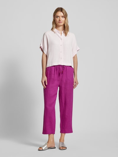 Mango Leinenhose aus reinem Leinen Pink 1