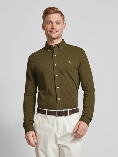 Polo Ralph Lauren Koszula casualowa o kroju straight fit z piki z czystej bawełny Oliwkowy 4