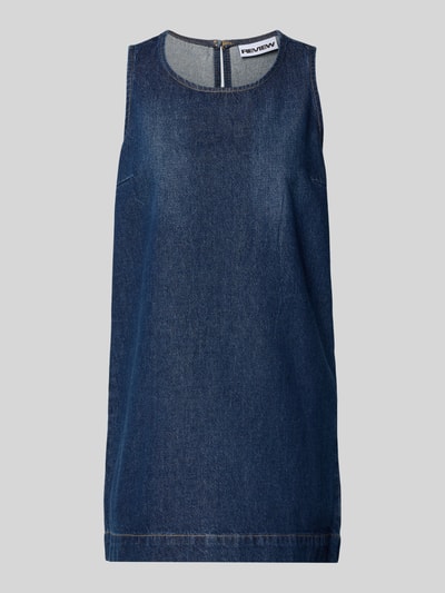 Produktfoto, Kurzes Jeanskleid mit Rundhalsausschnitt von REVIEW in Dunkelblau, Reine Baumwolle, Gerader-Schnitt, Minikleid, strukturierte Denim-Oberfläche