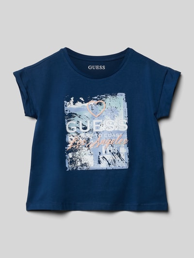 Guess T-Shirt mit Label-Print Marine 1