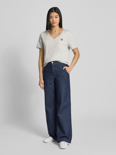 ICHI T-Shirt mit Motiv-Stitching Modell 'KENNEDY' Hellgrau 1