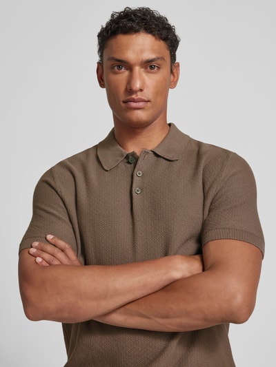 Jack & Jones Premium Koszulka polo z fakturowanym wzorem model ‘BLUSANDRI’ Średniobrązowy 3