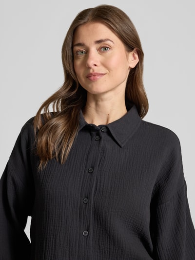 VERO MODA Loose Fit Hemdbluse aus reiner Baumwolle Modell 'NATALI' Black 3