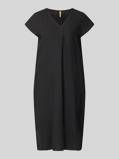 Soyaconcept Knielanges Leinenkleid mit V-Ausschnitt Modell 'Ina' Black 2