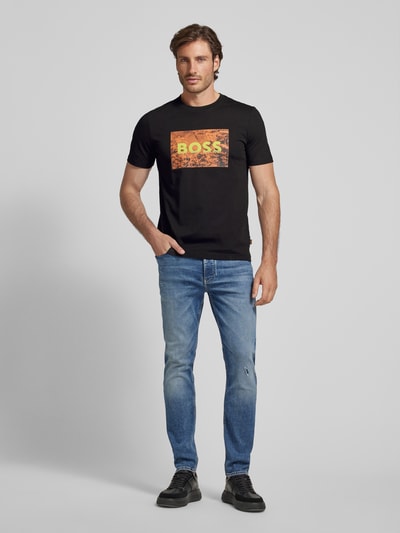 BOSS Orange T-shirt met motiefprint Zwart - 1