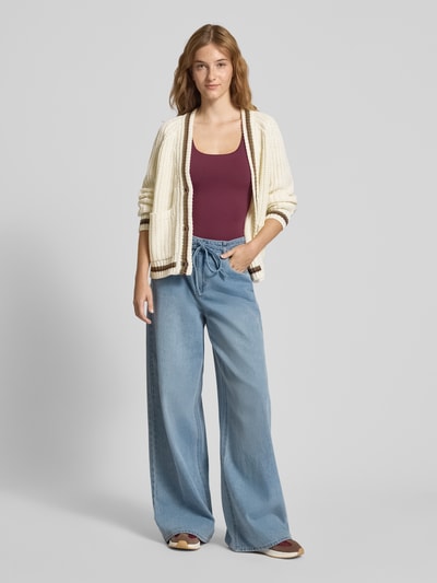 Noisy May Gebreid jack met V-hals Ecru - 1