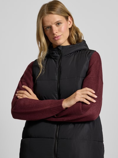 Only Regular fit bodywarmer met capuchon, model 'ALINA' Zwart - 3