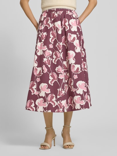 Jake*s Collection Regular Fit Midirock in A-Linie Aubergine 4