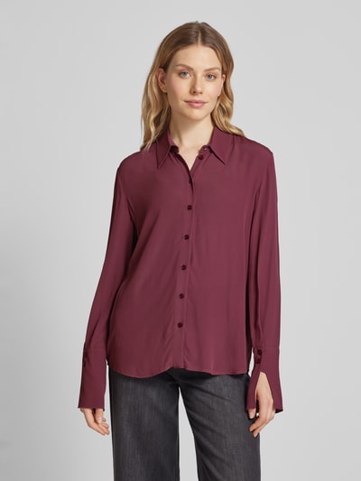 Patrizia Pepe Blouse van viscose met platte kraag Bordeaux - 4