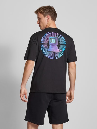 Hugo Blue T-Shirt mit Label-Print Modell 'Nepory' Black 5