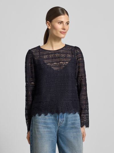 COMMA Blusenshirt aus Spitze mit Rundhalsausschnitt Marine 4