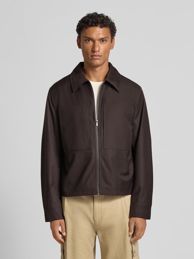 JAKE*S STUDIO MEN Regular Fit Hemdjacke mit Brusttaschen Dunkelbraun 4