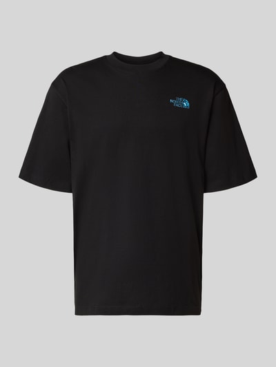 Produktfoto, schwarzes Oversized T-Shirt mit Logo und Rundhalsausschnitt von The North Face aus reiner Baumwolle, glatte Struktur