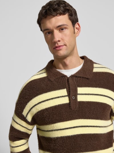 Jake*s Studio Men Strickpullover mit Polokragen und Knopfleiste Schoko 3