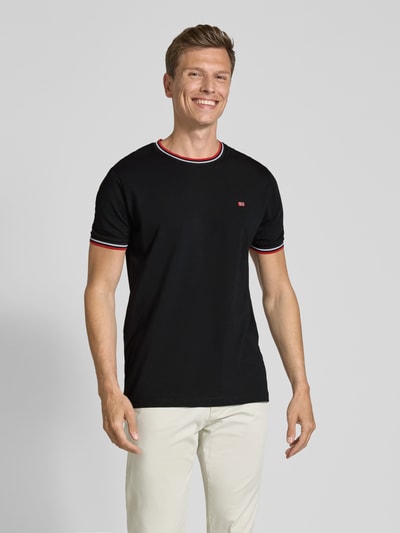 Christian Berg Men T-shirt met ribboorden Zwart - 4