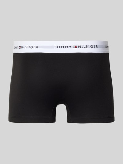 Produktfoto, Obcisłe bokserki z mieszanki bawełny 'Trunks aus Baumwoll-Mix im 3er-Pack' od Tommy Hilfiger, efekt: jednolity kolor, krój skinny fit, z napisem z logo, elastyczny ściągacz, wielopak: 3 szt., wykończenie materiału: stretch.