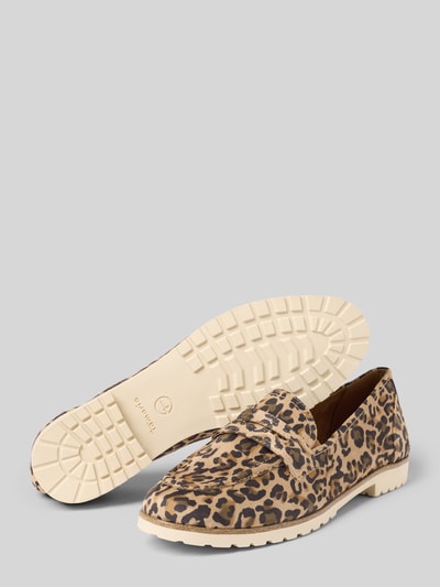 Produktfoto, Slipper mit Animal Print von Tamaris, efekt: wzór na całej powierzchni, nosek buta zaokrąglony, kształt obcasa: obcas słupek, wzór: zwierzęcy nadruk, bez zapięcia, wyprofilowana podeszwa