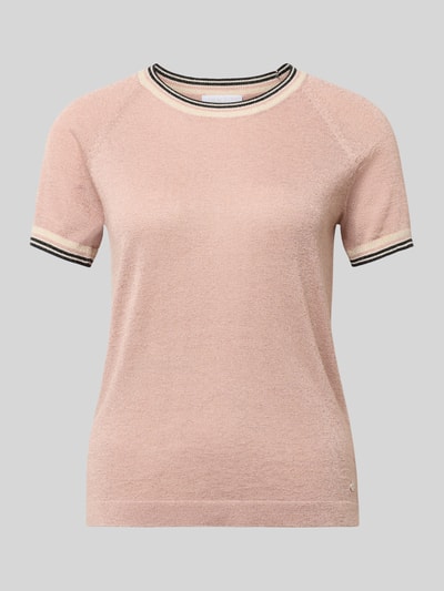 Produktfoto, Regular Fit T-Shirt aus Viskose-Mix in Strick-Optik von Jake*s Collection in zartem Rosa, elastische Abschlüsse, Rundhalsausschnitt, Damen T-Shirt, Rückenlänge 58 cm, Ärmellänge 18 cm