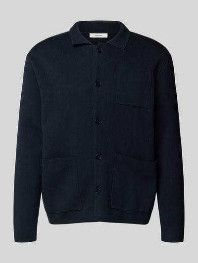 SELECTED HOMME Relaxed fit gebreid jack van katoenmix, model 'MIKE' Donkerblauw - 2