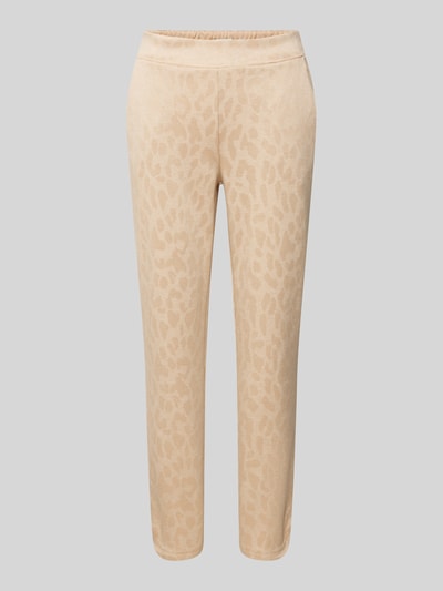 ICHI Spodnie dresowe o kroju slim fit z efektem podpalania model ‘Kate’ Beżowy 2