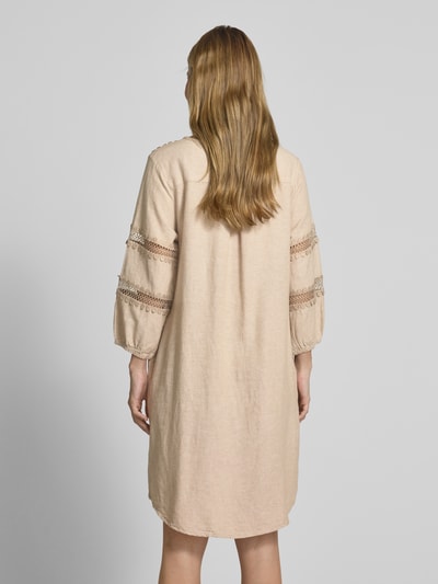 FREE/QUENT Knielanges Leinenkleid aus Leinen-Viskose-Mix Modell 'Laluna' Beige 5