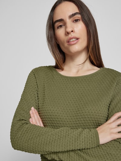 FREE/QUENT Strickpullover mit gerippten Abschlüssen Modell 'Dodo' Oliv 3