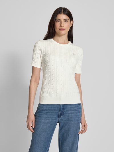 Gant T-shirt in tricotlook Offwhite - 4