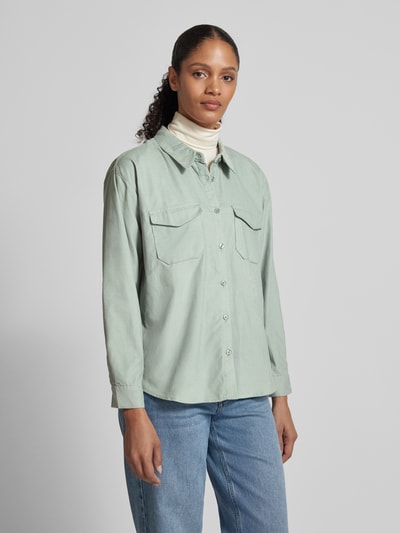 ZABAIONE Regular fit overhemdblouse met labeldetail Mintgroen - 4