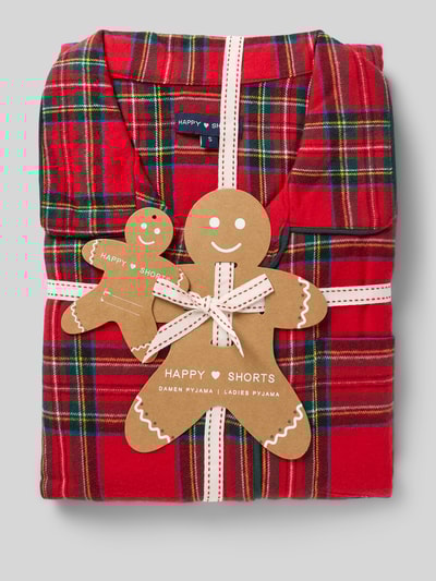 Happy Shorts Pyjama met reverskraag, model 'XMAS' Rood - 4