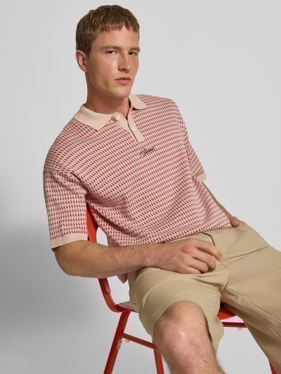 PROHIBITED Relaxed Fit Strick-Poloshirt mit Label-Stitching Rot 3