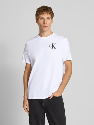 Calvin Klein Jeans T-Shirt mit Label-Print Weiss 4